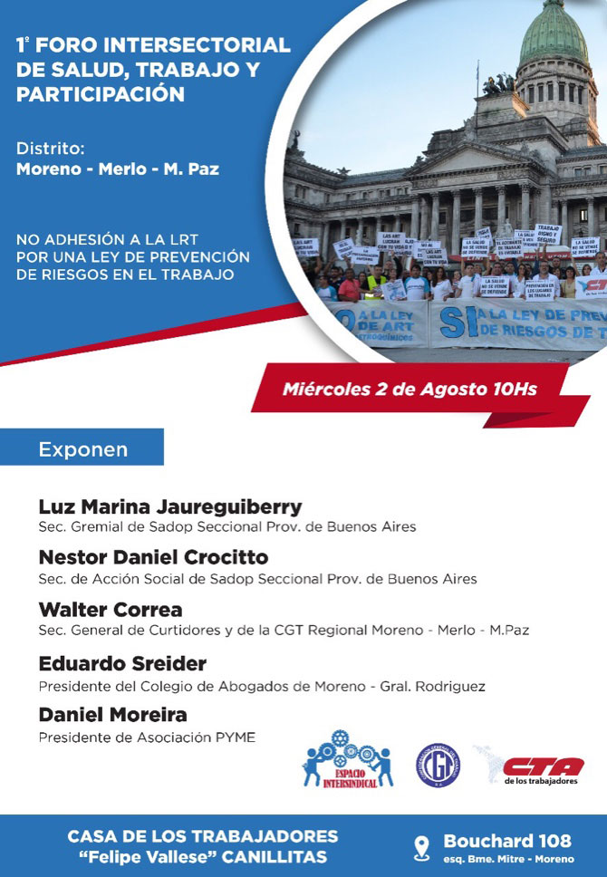 1° foro intersectorial de salud, trabajo y participación