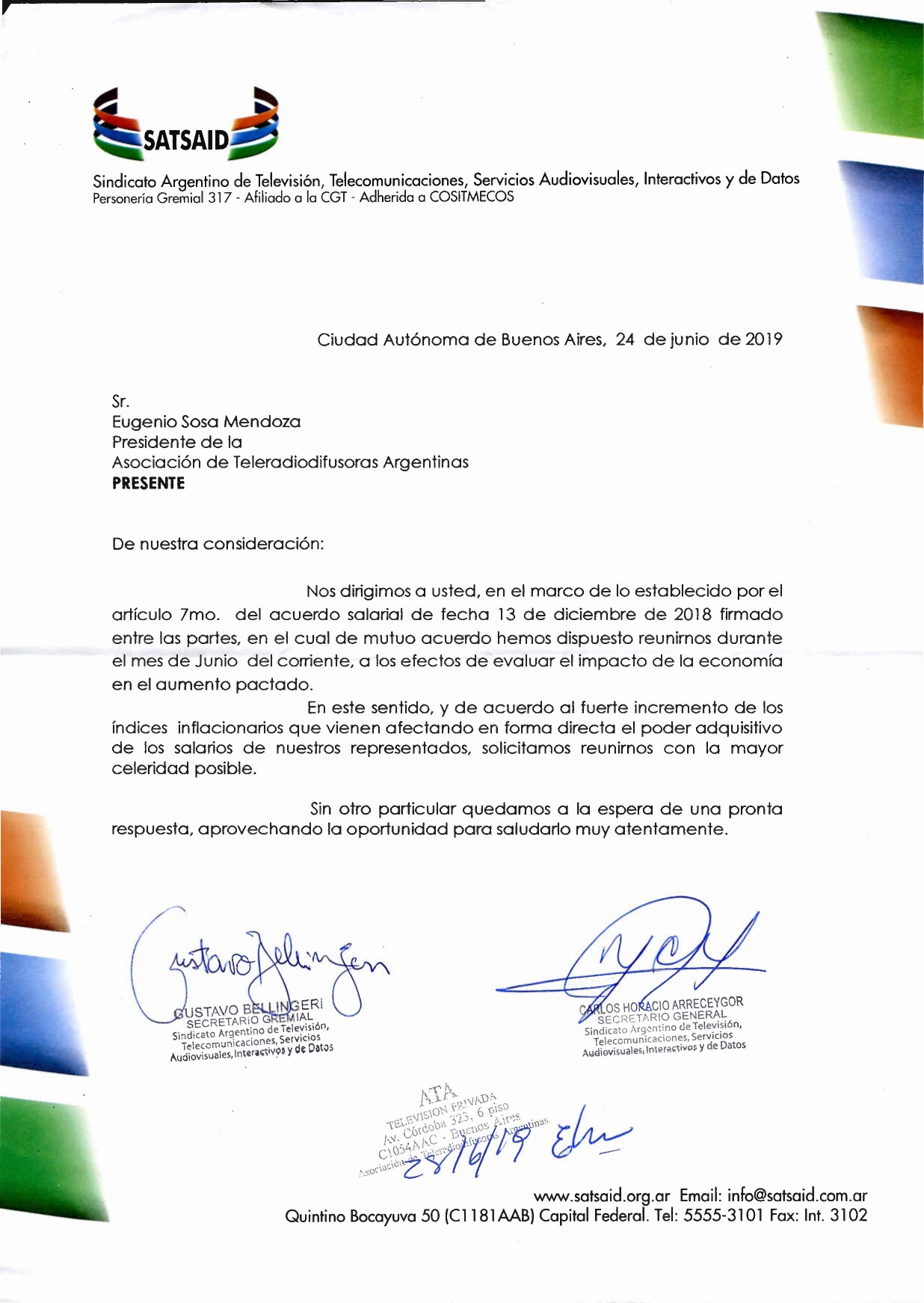 ATA-CAPIT: PEDIDO DE REVISIÓN SALARIAL