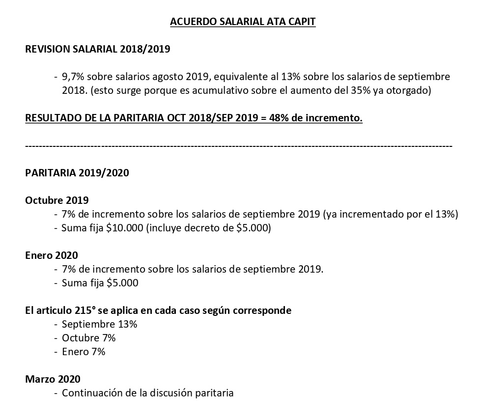 Avance en la paritaria ATA-CAPIT
