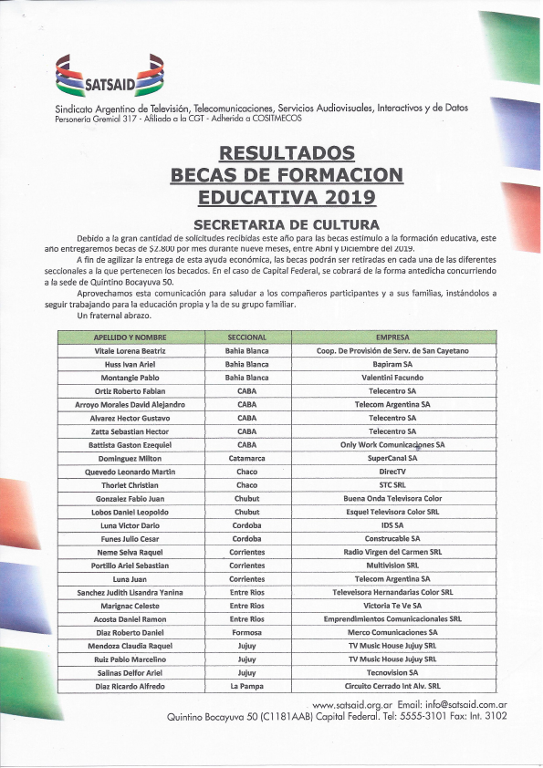 Resultados beneficiarios de las Becas a la Formación Educativa