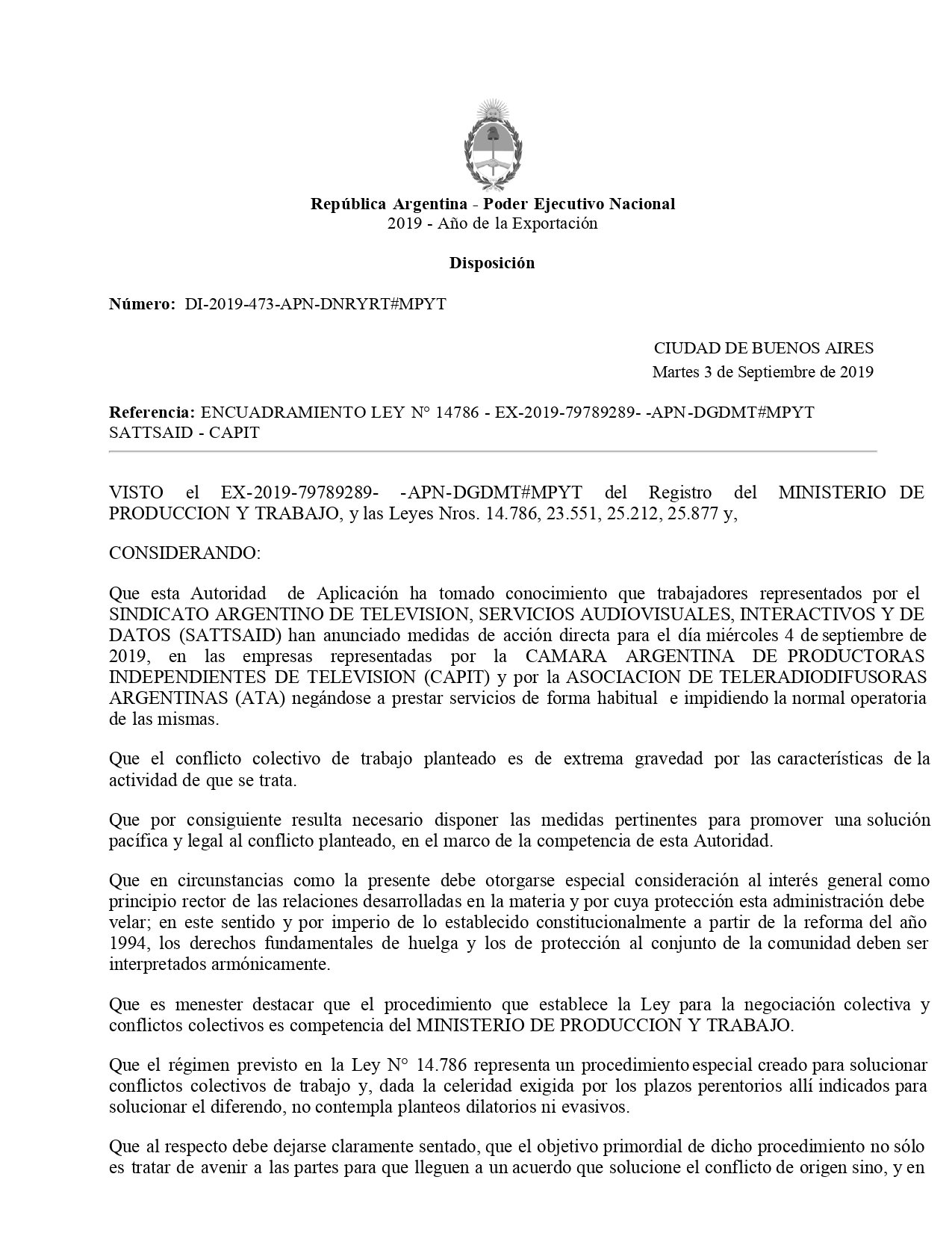 Conciliación Obligatoria y Resolución del CDN