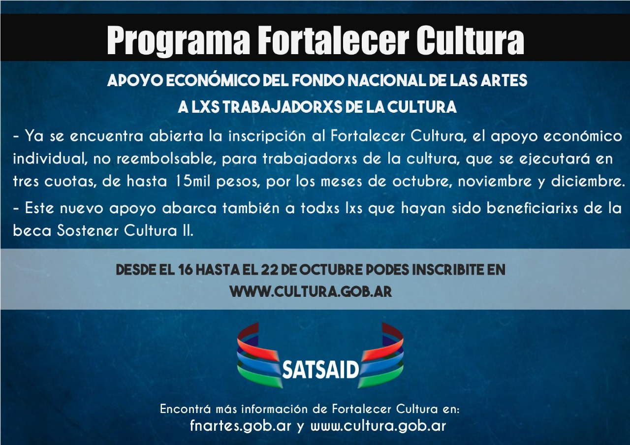 APOYO ECONÓMICO DEL FONDO NACIONAL DE LAS ARTES A LXS TRABAJADORXS DE LA CULTURA