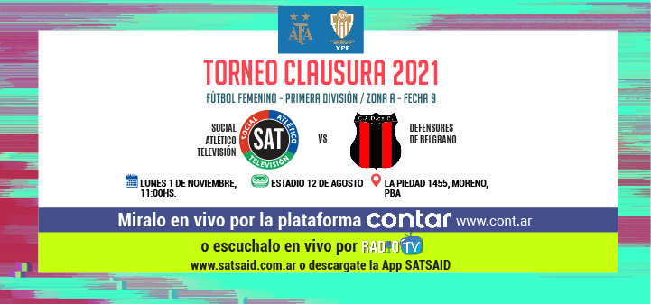 FÚTBOL FEMENINO: EL SAT RECIBE A DEFENSORES DE BELGRANO EN LA ÚLTIMA FECHA DE LA ZONA A