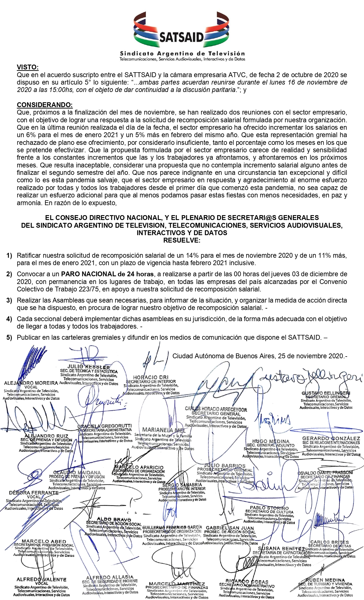 PARO NACIONAL EN CIRCUITOS CERRADOS