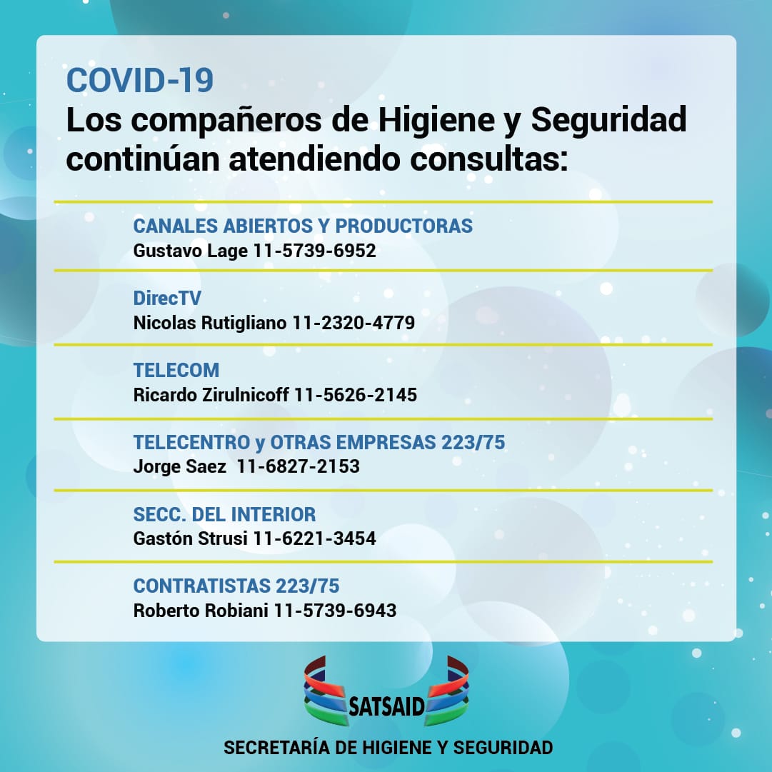 VÍAS DE COMUNICACIÓN DE LA SECRETARÍA DE HIGIENE Y SEGURIDAD