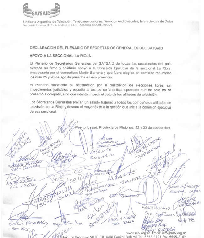 Apoyo a la Seccional La Rioja