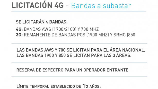 Avanza la licitación para 4G