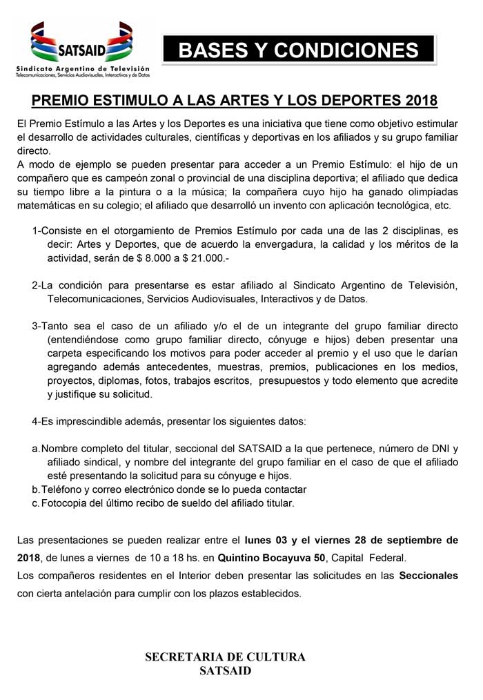 Premios estímulo a las artes y los deportes 2018