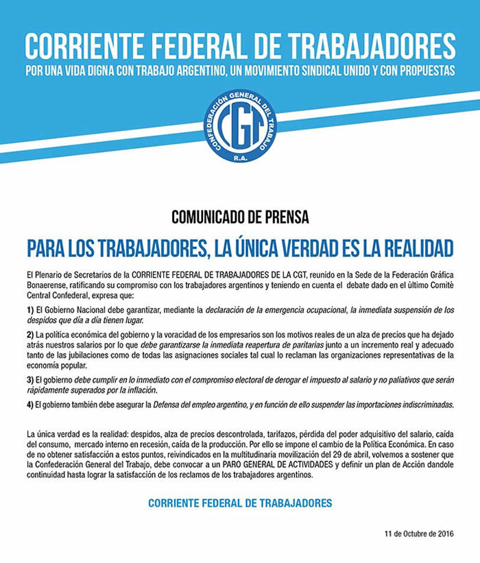 Para los trabajadores, la única verdad es la realidad