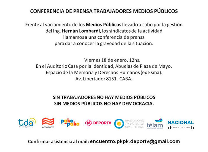 Conferencia de prensa Trabajadores Medios Públicos