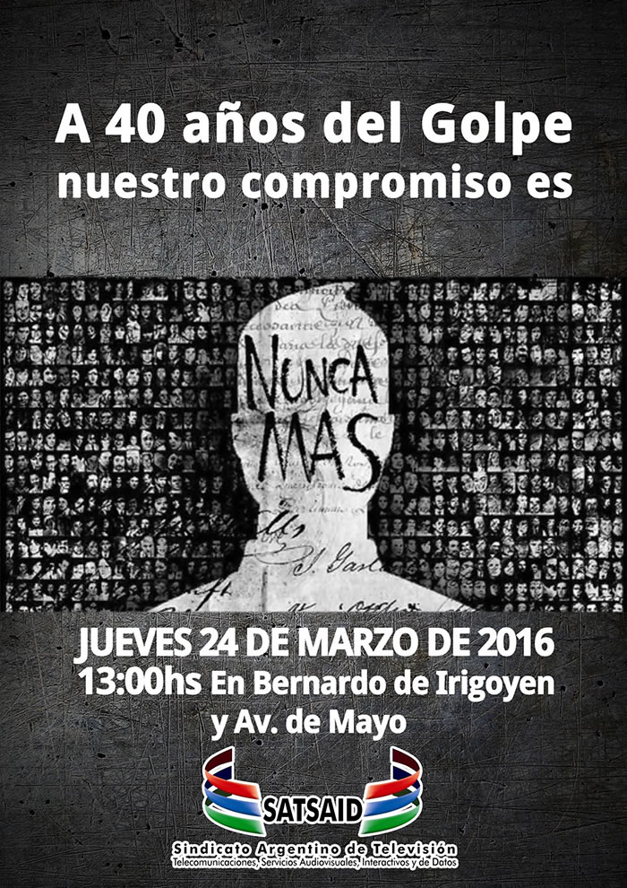 El 24/3 marchamos a Plaza de Mayo