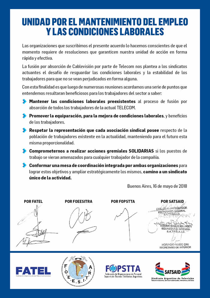 Estratégico acuerdo con los gremios telefónicos