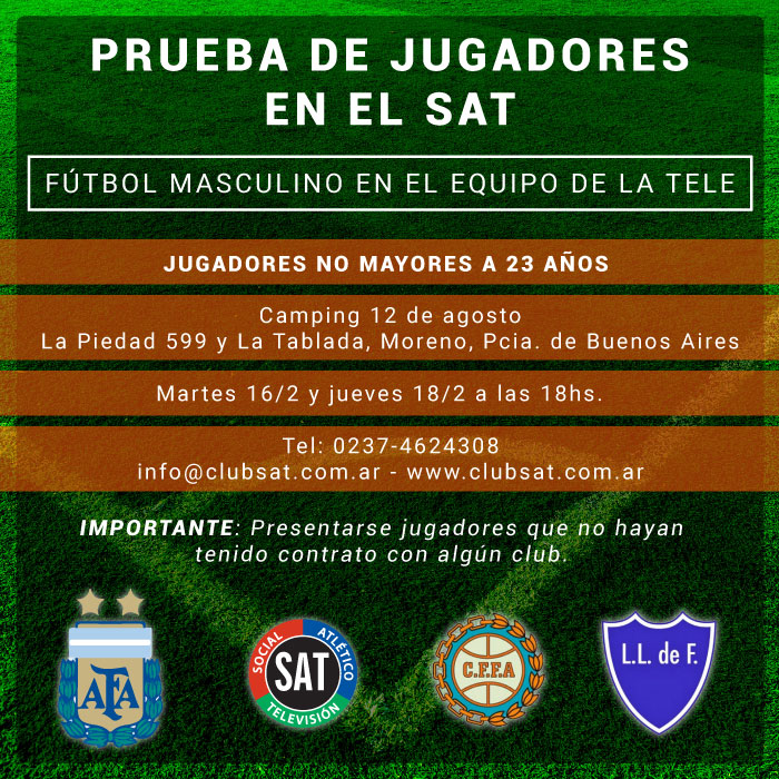 PRUEBA DE JUGADORES PARA EL EQUIPO DE FÚTBOL MASCULINO DEL SAT