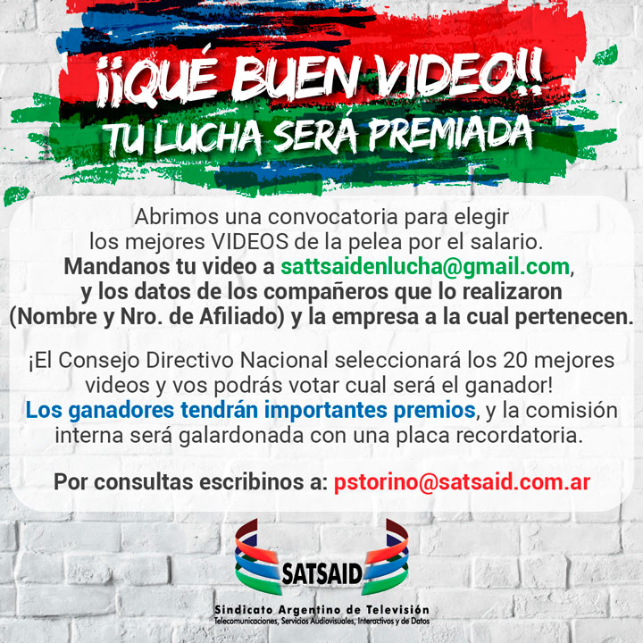“QUÉ BUEN VIDEO”: CONCURSO AUDIOVISUAL DE SPOTS POR LA LUCHA SALARIAL