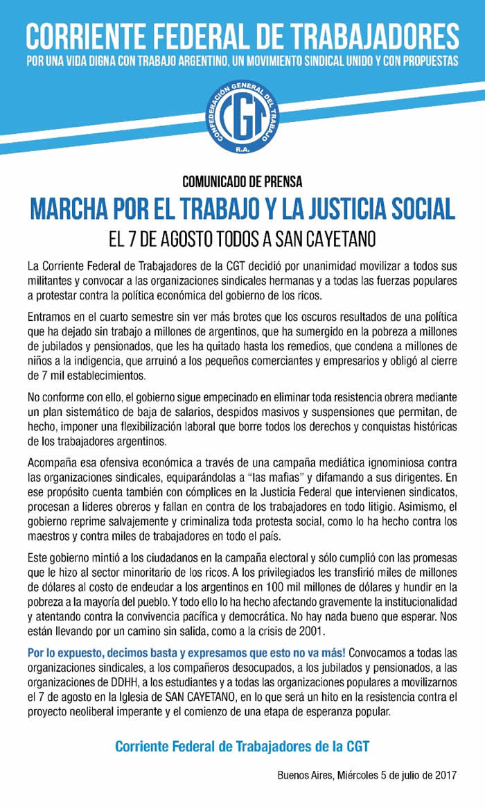 Marcha por el trabajo y la justicia social