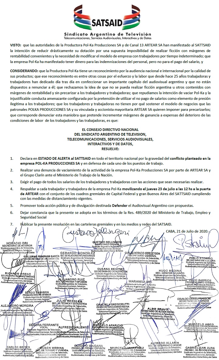 SATSAID EN LUCHA: NO AL VACIAMIENTO DE POLKA
