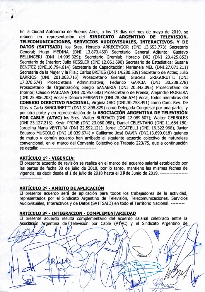 SE FIRMÓ EL ACUERDO DE REVISIÓN SALARIAL CON ATVC