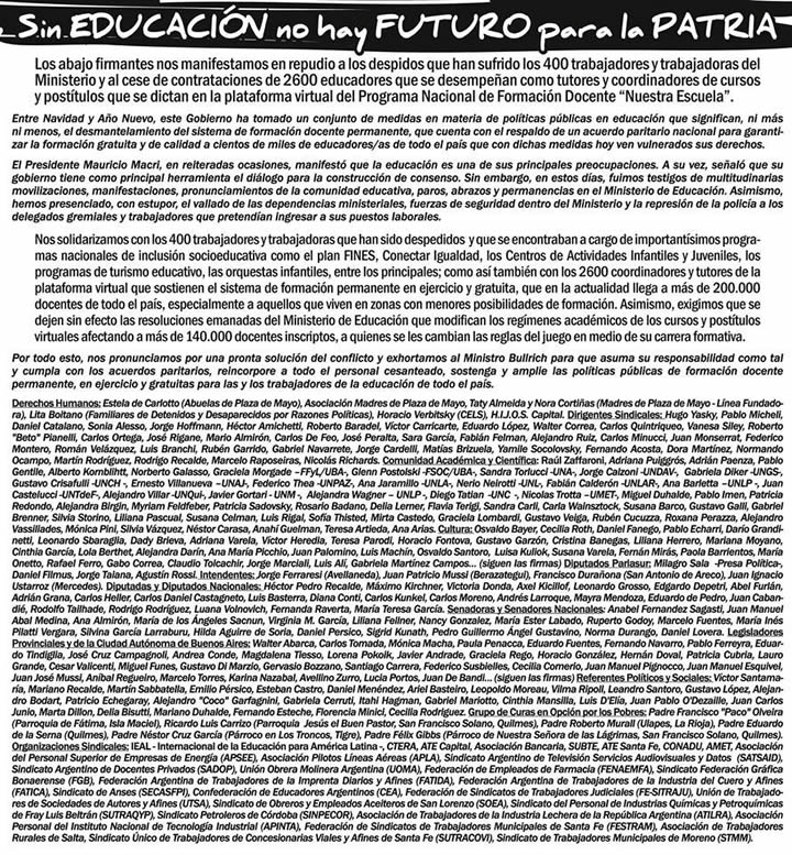 Sin educación no hay futuro para la Patria