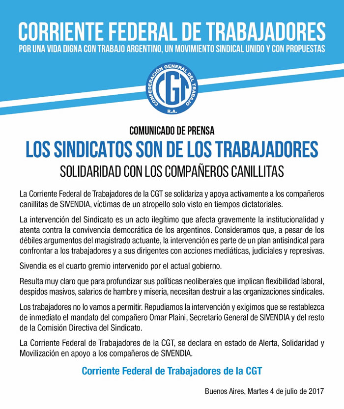 Solidaridad con los compañeros canillitas