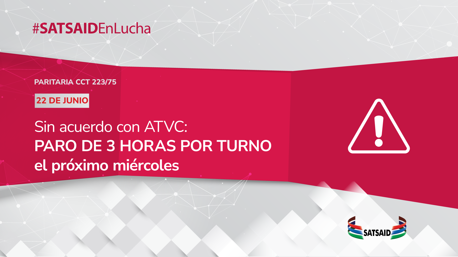 SIN ACUERDO CON ATVC: PARO DE TRES HORAS POR TURNO EL PRÓXIMO MIÉRCOLES