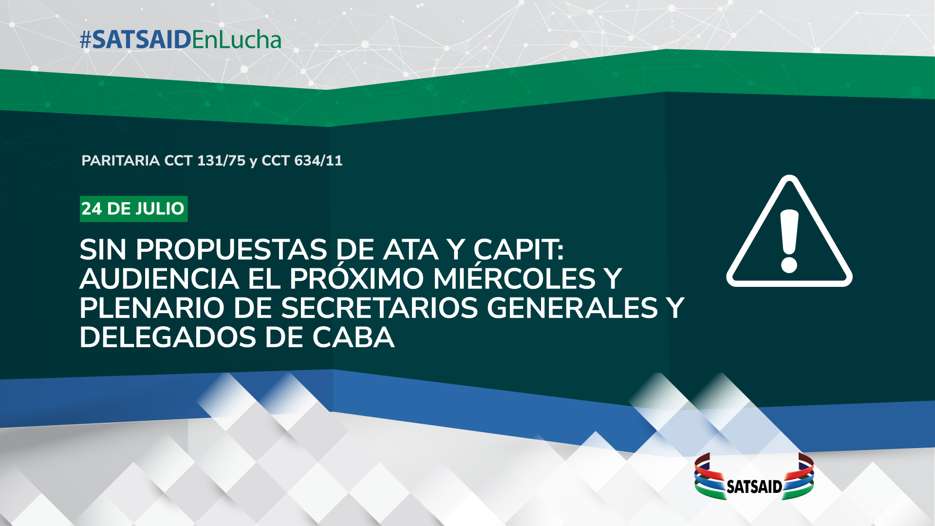 SIN PROPUESTAS DE ATA Y CAPIT: AUDIENCIA EL PRÓXIMO MIÉRCOLES Y PLENARIO DE SECRETARIOS GENERALES Y DELEGADOS DE CABA 