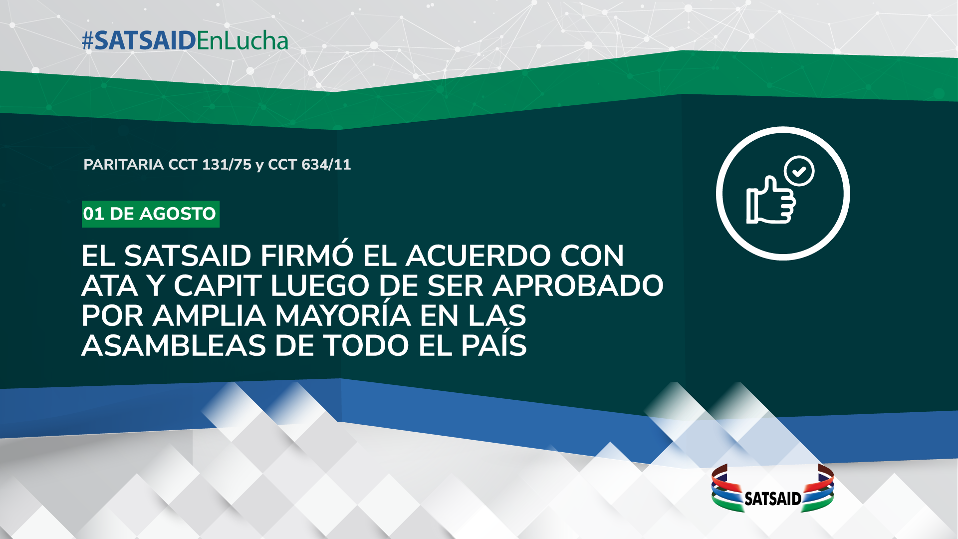 El SATSAID firmó el acuerdo con ATA CAPIT luego de ser aprobado por amplia mayoría en las asambleas que se realizaron en todo el país 