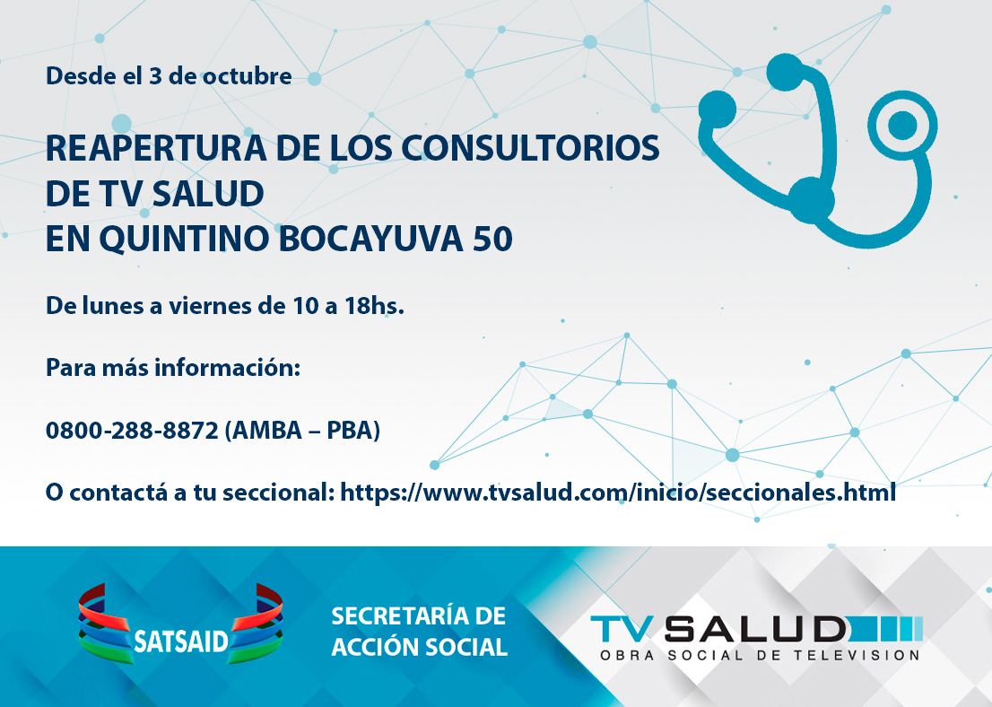 TVSALUD: EL 3 DE OCTUBRE REABREN LOS CONSULTORIOS EN QUINTINO BOCAYUVA 50 