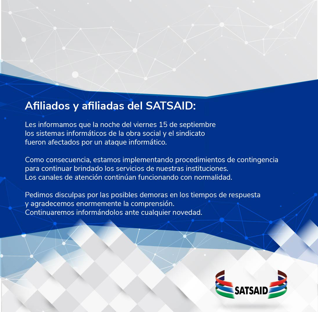 ATENCIÓN AFILIADOS DEL SATSAID 