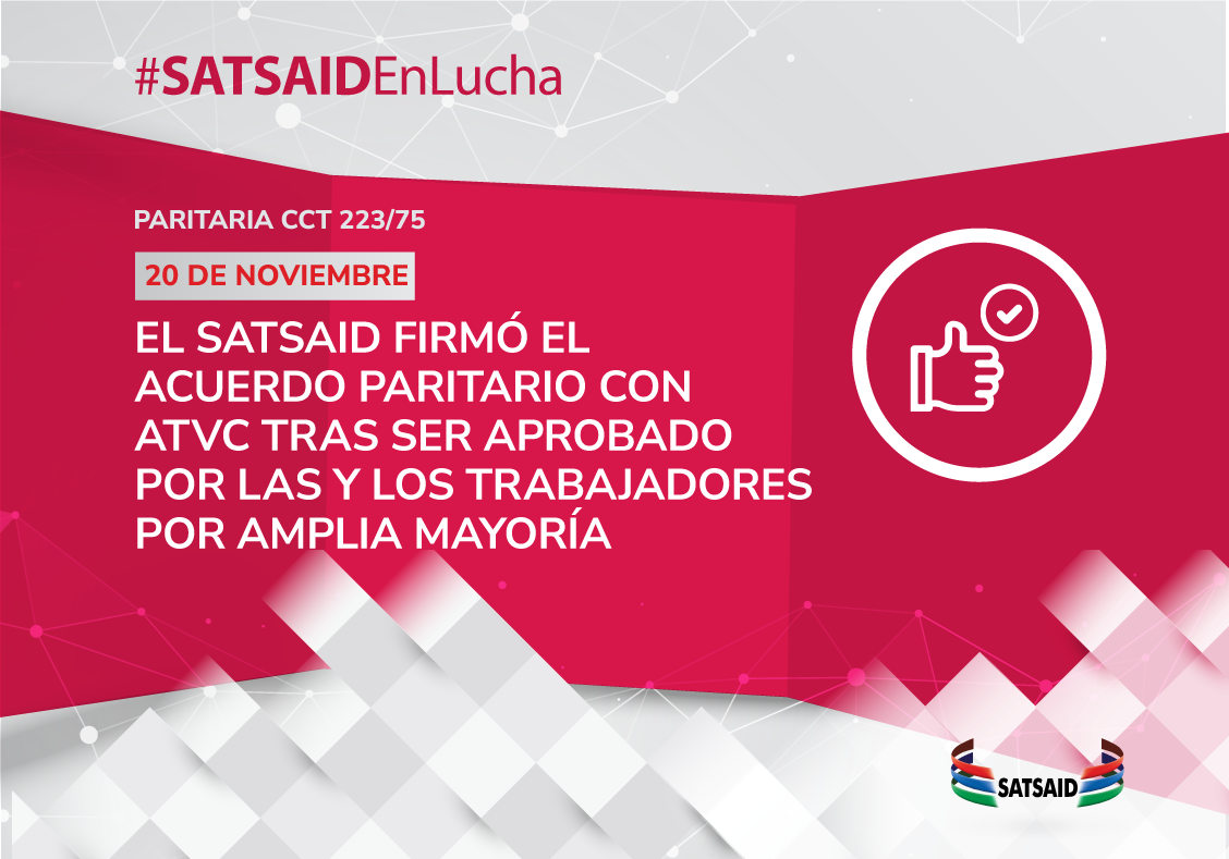 El SATSAID firmó el acuerdo paritario con ATVC tras ser aprobado por las y los trabajadores por amplia mayoría