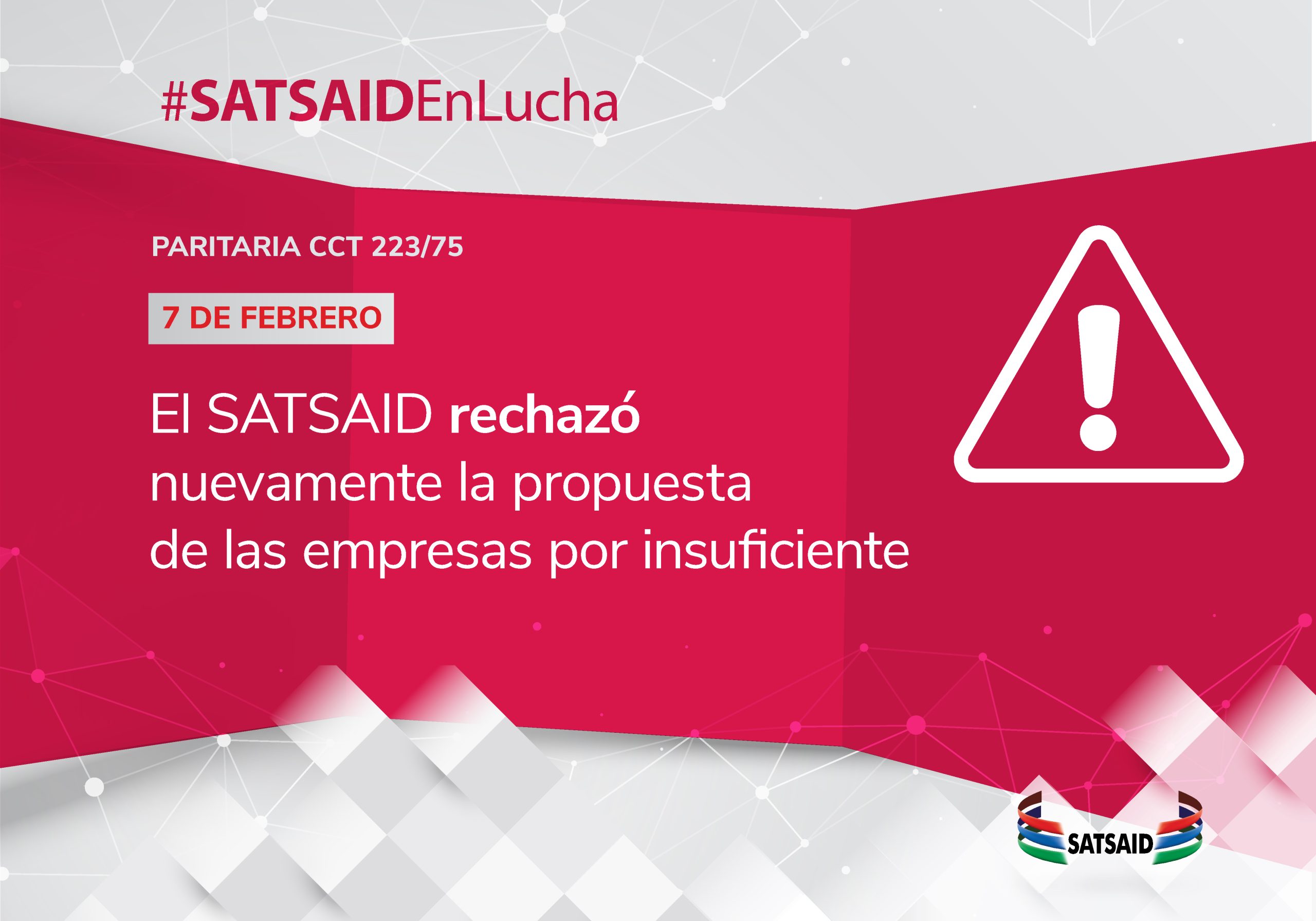 EL SATSAID RECHAZÓ NUEVAMENTE LA PROPUESTA DE LAS EMPRESAS POR INSUFICIENTE 