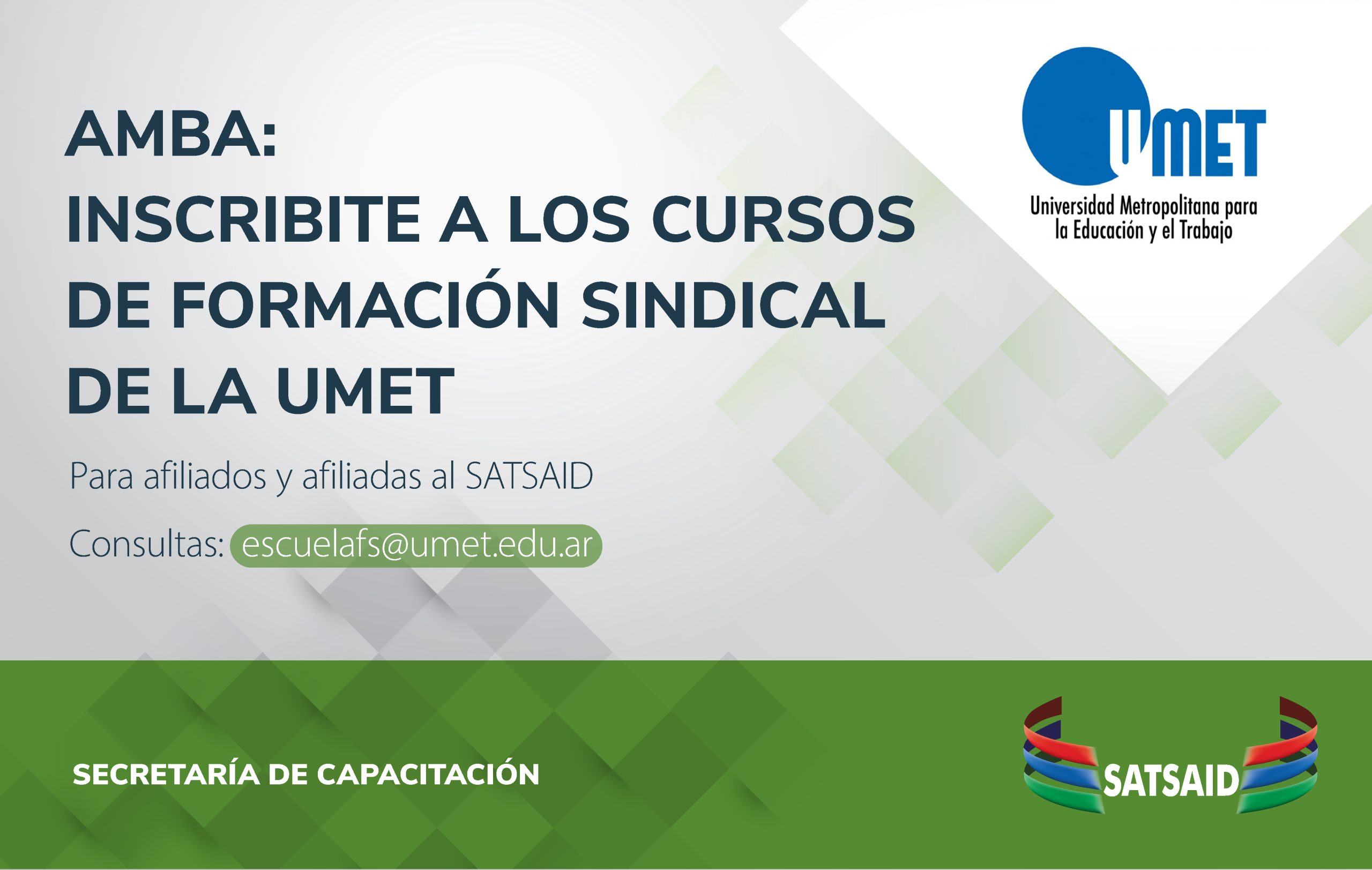 AMBA: INSCRIBITE A LOS CURSOS DE FORMACIÓN SINDICAL DE LA UMET 